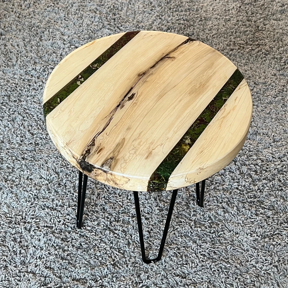 Epoxy Live End Table / Side Table / Rocks Mosaic / Natural Edge Side Table - Image 2 of 4