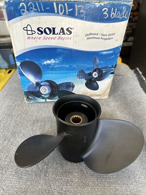 13 Pitch SOLAS AMITA 3 ALUMINUM PROPELLER RH 10.1'' X 13'' P BLACK 2211-101-13 NOS