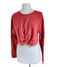 Allsaints Cropped Sweatshirt Women s Size Large Red Twist Front