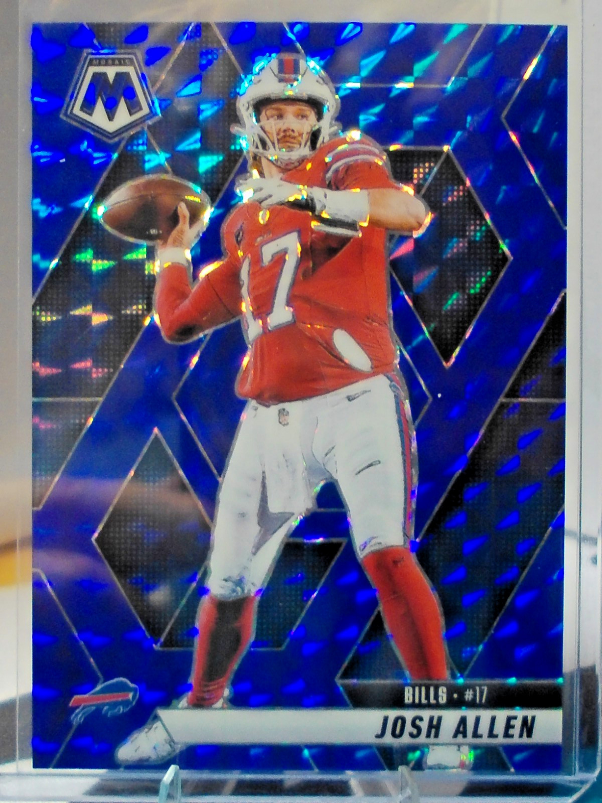 Josh Allen 2025 Panini Mosaic Blue Prizm 17/99 Buffalo Bills #150