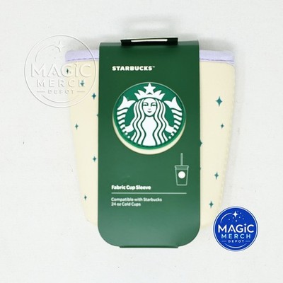 Disney Parks 2026 Starbucks Summertime Castle Mickey Ear Fabric Cup Sleeve 24 oz