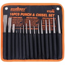 Durable 16-piece Punch And Chisel Set - Bolt Hole Alignment