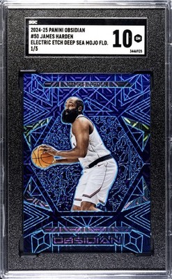James Harden 2024-25 Panini Obsidian SP Deep Sea Mojo Flood #1/5 SGC 10 Jersey #