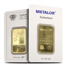 1 oz Metalor Gold Bar (New w/ Assay) 4552.20 per troy oz