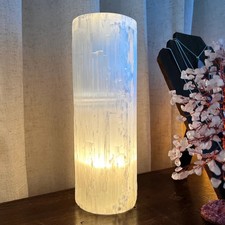 Selenite Crystal Table Lamp, Large Unique Crystal Tower, Available in Three Size