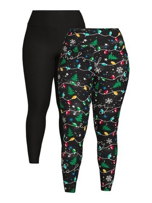 Terra & Sky Women's Plus Size Holiday Print Legging-2 pack