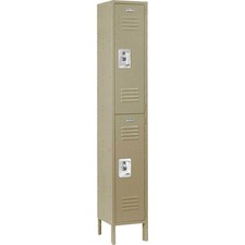 Double Tier 2 Door Locker 12"Wx12"Dx36"H Tan Unassembled 78"H Overall