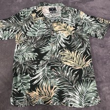 Pierre Cardin Mens Hawaiian Shirt Tropical Print Short Sleeve Button Lg Vintage