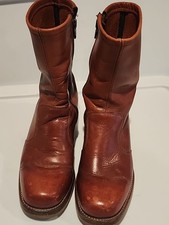 BOTA VAQUERA LEVIS VINTAGE BOTA DE CUERO MARRÓN CON CREMALLERA. HOMBRE TALLA 7.5
