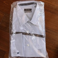 Mens-Tasso Ella-17.5-36/37 XL-Light Blue Non-Iron-Regular Fit-Dress Shirt