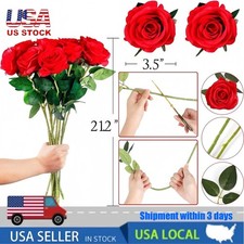 10  Red Silk Roses Artificial Flowers Realistic Bouquet Home Decor Xmas Gifts
