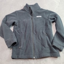 Columbia Kids Fleece Jacket Charcoal Gray Full Zip Mock Neck Size S 8 11247