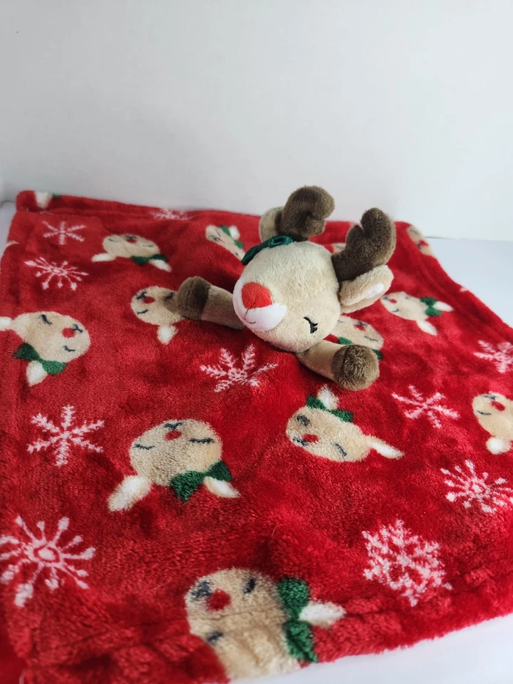HB Hudson Baby Rudolph Reindeer Security Blanket Lovey Red Nose Christmas 14” - Image 3 of 4