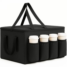 Insulated Food Delivery Bag with Cup Holders/Drink Carriers Premium, for Doordas