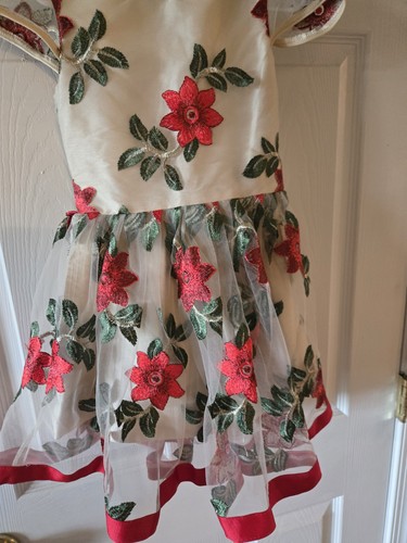 Five Loaves Two Fish Girl's Poinsettia Holiday Dress/ Size 5/ Made in CA, USA - Picture 7 of 14