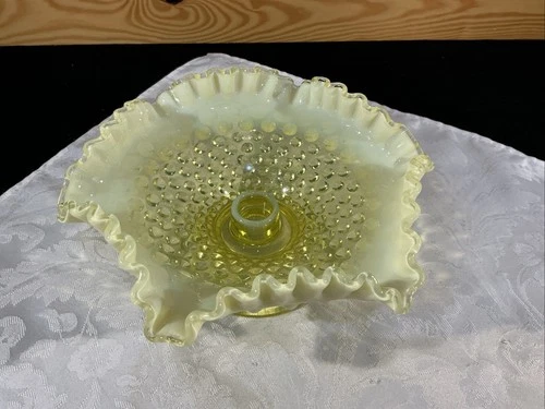 FENTON TOPAZ OPALESCENT HOBNAIL EPERGNE REPLACEMENT BOTTOM ONLY 8.25” 1 HORN