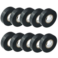 Black Electrical Tape 10 Rolls Waterproof Industrial Grade Vinyl 3/4 in x 6...