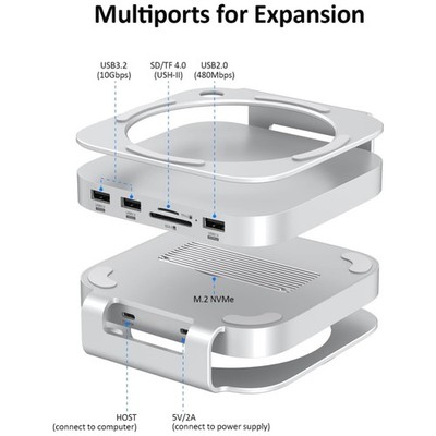 Mac Mini M4 Pro Hub: 9-in-1 Stand & Dock with SSD Enclosure
