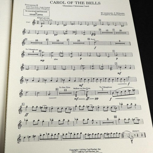 Carol Of The Bells Ukrainian Christmas Sheet Music Score by Shari Lewis - Picture 5 of 6