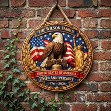 America 250th Anniversary 1776  2026 Wooden Door Hanger