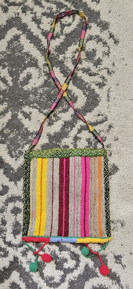 Bandolera de lana multicolor peruana hecha a mano vintage boho hippie cottagecore Foto 3 de 4
