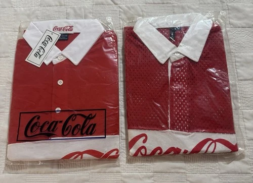 Vintage Coca Cola Polo and Mesh Polo Lot of 2 New with Tags In Plastic Size L