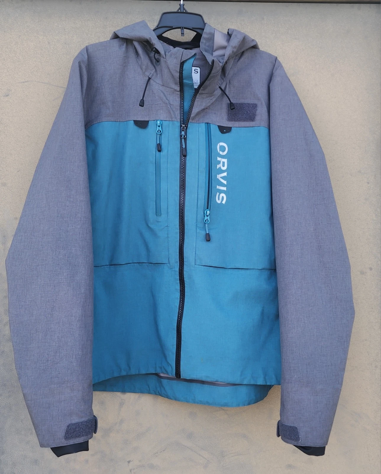 "Vintage" Ladies Orvis Pro Windbreaker Jacket for fishing,hiking,Teal/Gray, XL