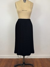 Vintage 1970  s Accordion Pleated Black Skirt Size Small Below Knee A Line Swing