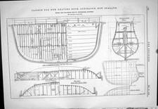 Antique Old Print Caisson Graving Dock Lyttelton New Zealand Bell Miller 1883