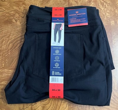 Modern Ambition Men s 5 Pocket Performance Pants Stretch Black 34x30 NWT