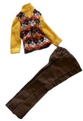 VINTAGE Ken Best Buy Clothes #7758 Argyle Shirt & Pants 1974 MATTEL