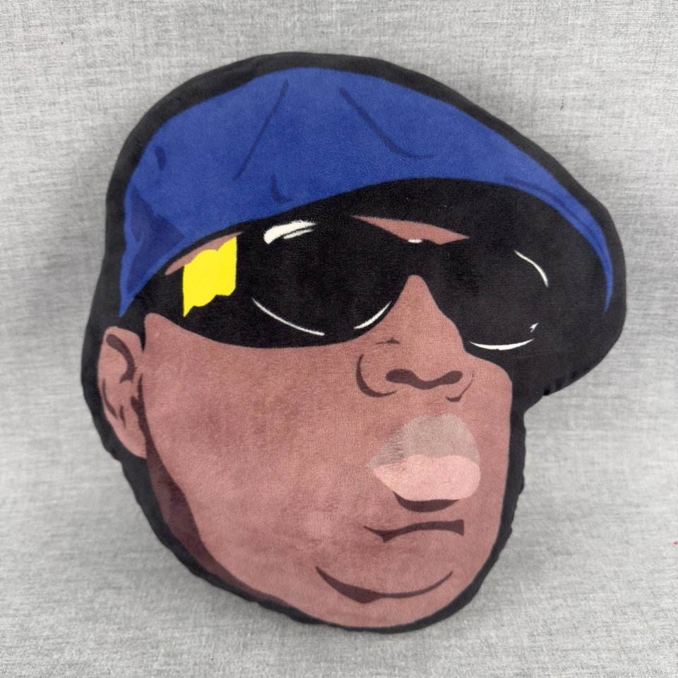 Primitivo Patín Biggie Pequeño Almohada 14x12 Rap Icono Sombrero Azul Decoración Hip Hop Foto 3 de 4