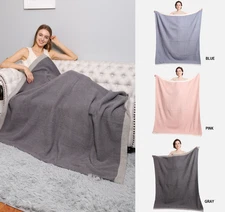 ComfyLuxe Solid Color w/ Colored Edges Pattern Throw Blanket