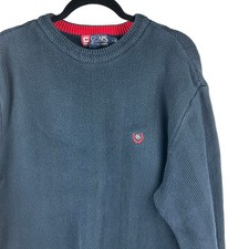 Vintage Chaps Ralph Lauren Navy Blue 100 Cotton Crew Neck Sweater Size L
