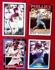 Mike Schmidt HOF 4-Card Lot - 1989 Bowman, 1987 Leaf, Score & Topps - Phillies