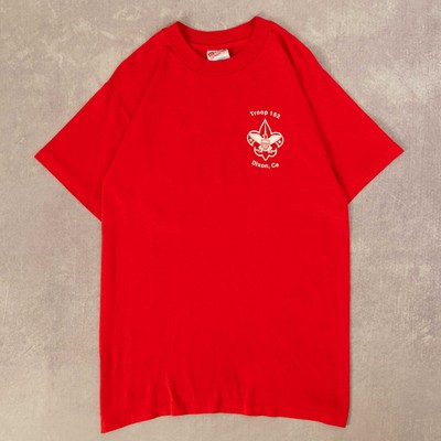 Vintage 90s Troop Dixon Boy Scouts Single Stitch Graphic T-Shirt M Herren rot 