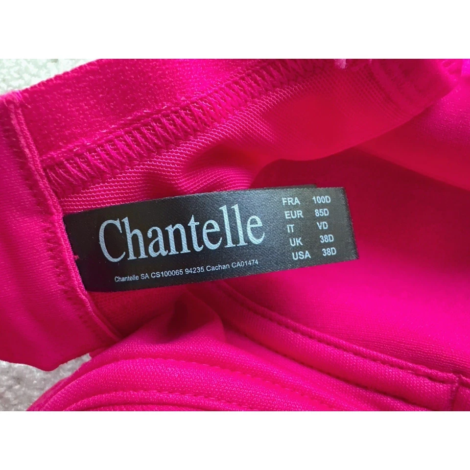 Sutiã esportivo feminino Chantelle 38D rosa alto impacto com aro traseiro gancho J 29410 - Imagem 3 de 4