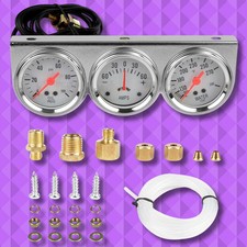 3 In1 52mm 2 Chrome Car Triple Gauge Set Kit Water Temp Oil Pressure Volt Meter 3 In1 52mm 2 Chrome Car Triple Gauge Set Kit Water Temp Oil Pressure Volt Meter