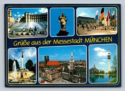 Vintage Munich Germany Multi-View Postcard 1982 Messe City