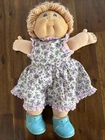 Cabbage Patch Kid Doll 1985 Vintage Yellow Hair Blue Eyes With Weebok