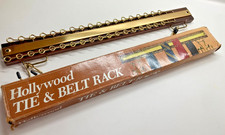 Tie Rack MCM Hollywood Tie Scarf Belt Organizer wood metal swinging holds 36