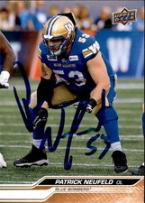 Patrick Neufeld Signed 2024 Upper Deck CFL Football card Winnipeg Blue Bombers