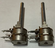 Vintage 100K Dual-Gang Potentiometer Long Shaft 2 1/4”  (LOT OF 2) NOS