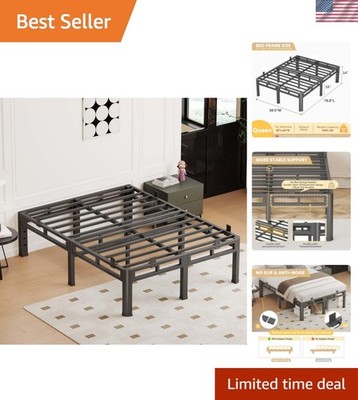 14 Inch Queen Bed Frame Heavy Duty, Metal Double Layer Steel 4000 lbs Capacit...