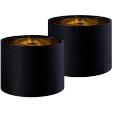 Spider Mount Black Velvet Lampshades, Set of 2 - 13" x 10"