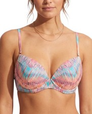 Raisins Orange Orchid Moonshadow Underwire Bra Push Up Bikini Top Large NWT