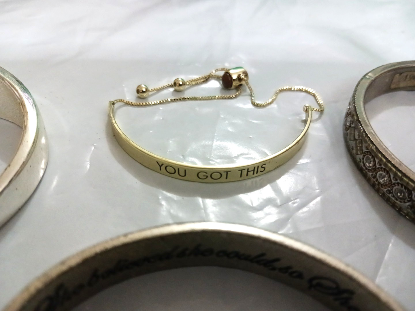 Bracelets. silvertone goldtone, hinge, toggle, sl… - image 9