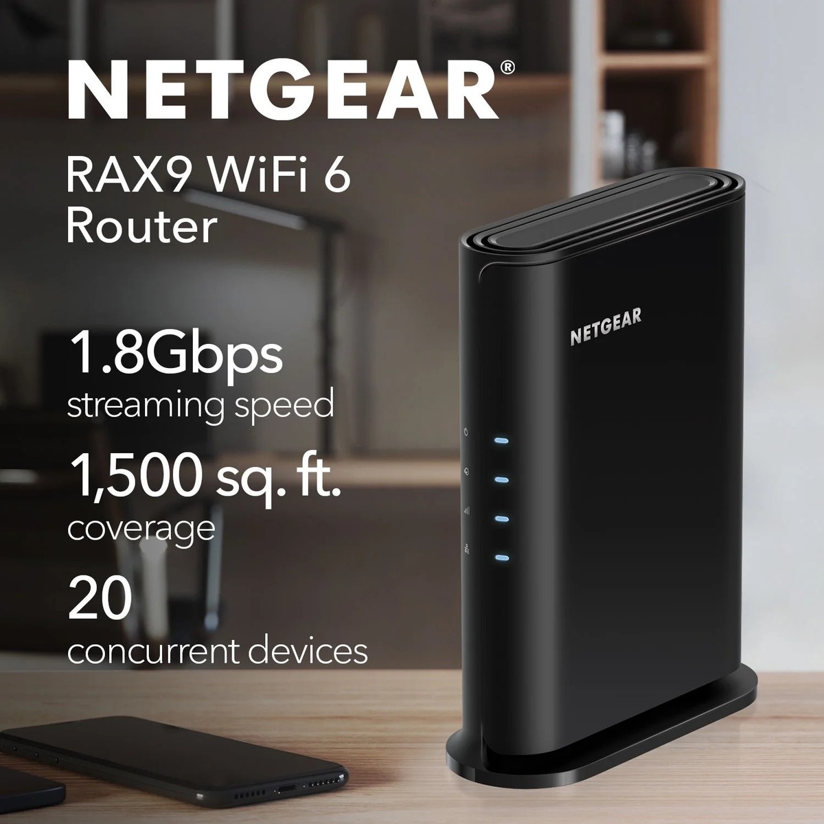 NETGEAR RAX9-100PAS Nighthawk AX1800 WiFi 6 Router, 1.8Gbps | eBay