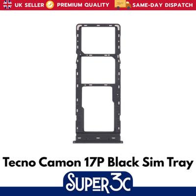 Für Tecno Camon 17P Ersatz Sim Tray Halter Slot (schwarz) - UK Verkäufer