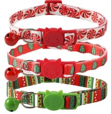 BoomBone 3 Pack Breakaway Cat Collar with Bell for Christmas,Puppy Holiday Co...
